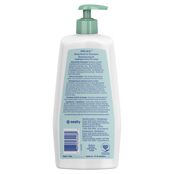 TENA Scent Free Body Wash & Shampoo, 33.8 oz