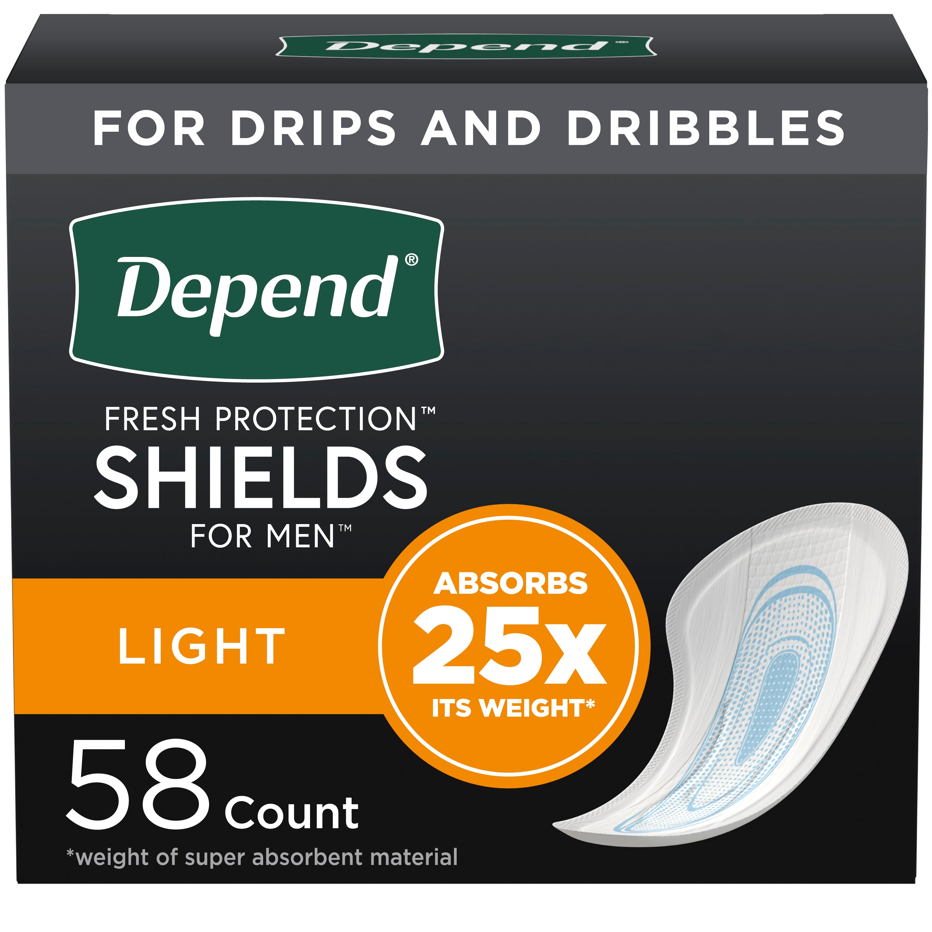 Depends Box Depend Premium Incontinence Light Male Shields